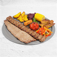 ۲۰۰ گرم مغز راسته، ۲۰۰ گرم لقمه گوسفندی، دورچین فصلی، ته چین ته دیگی خوراک کباب سلطانی ناریجه